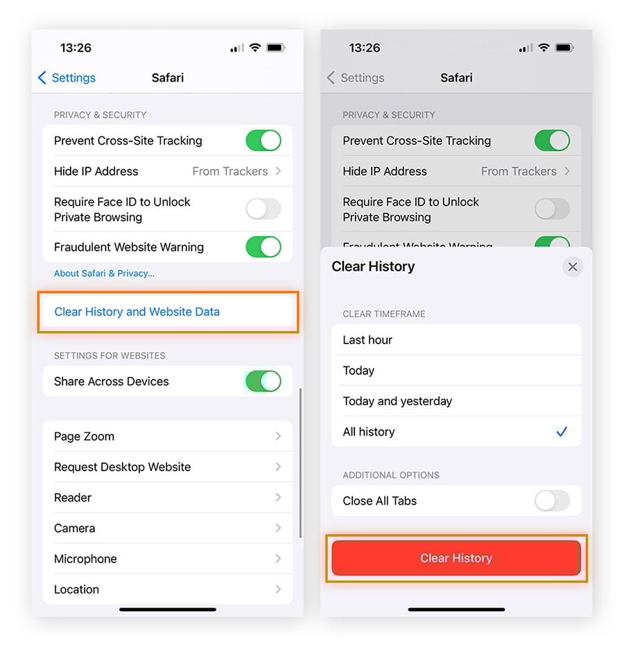 How to clean a virus from an iPhone by clearing iPhone browsing data.