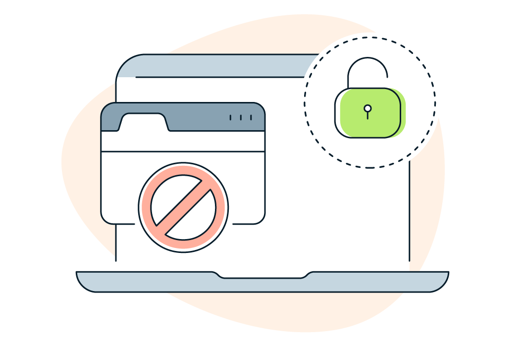 A graphic illustrating the challenges of unblocking websites on a school Chromebook.