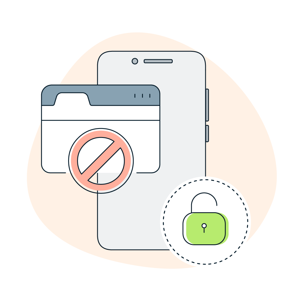 A graphic illustration showing that web blockers can be unlocked on mobile devices too.